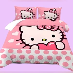 Hello Kitty Queen Bedding Set - Pink Heart Theme (90x90in)